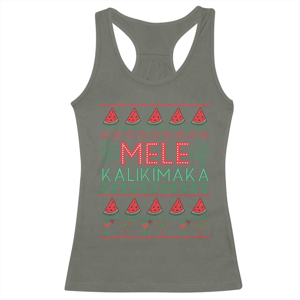 Mele Kalikimaka Racerback Tank Top Hawaiian Ugly Christmas Sweater