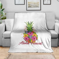 Tropical Floral Pineapple Aloha Hawaii Throw Blanket Hawaiian Island Vacation Graphic