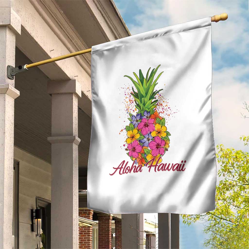 Tropical Floral Pineapple Aloha Hawaii Garden Flag Hawaiian Island Vacation Graphic