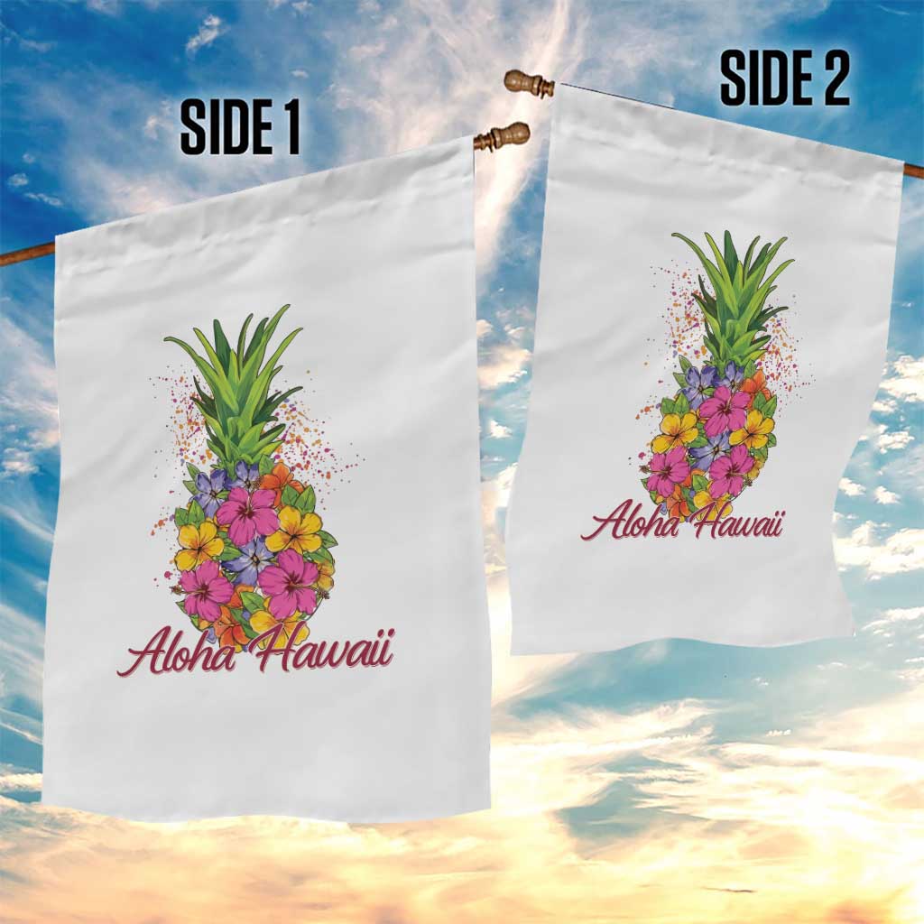 Tropical Floral Pineapple Aloha Hawaii Garden Flag Hawaiian Island Vacation Graphic