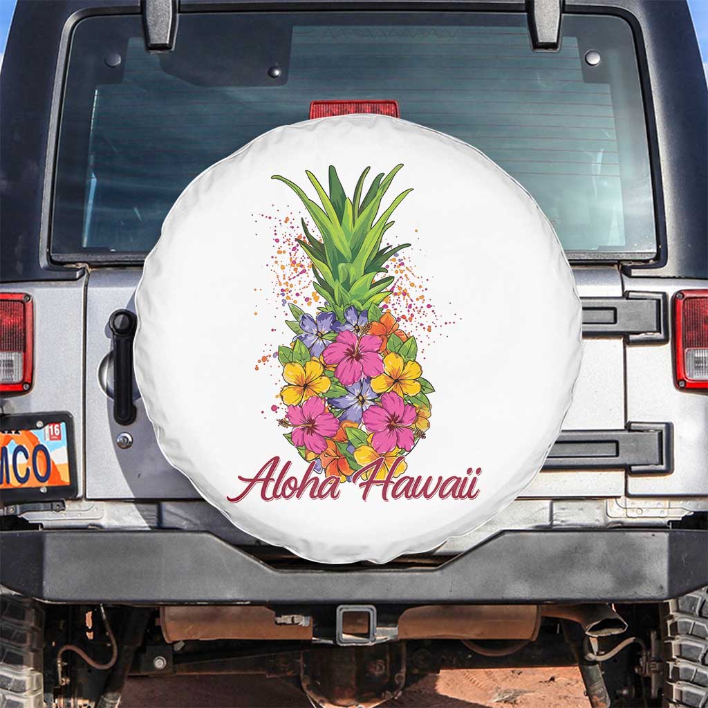 Tropical Floral Pineapple Aloha Hawaii Spare Tire Cover Hawaiian Island Vacation Graphic