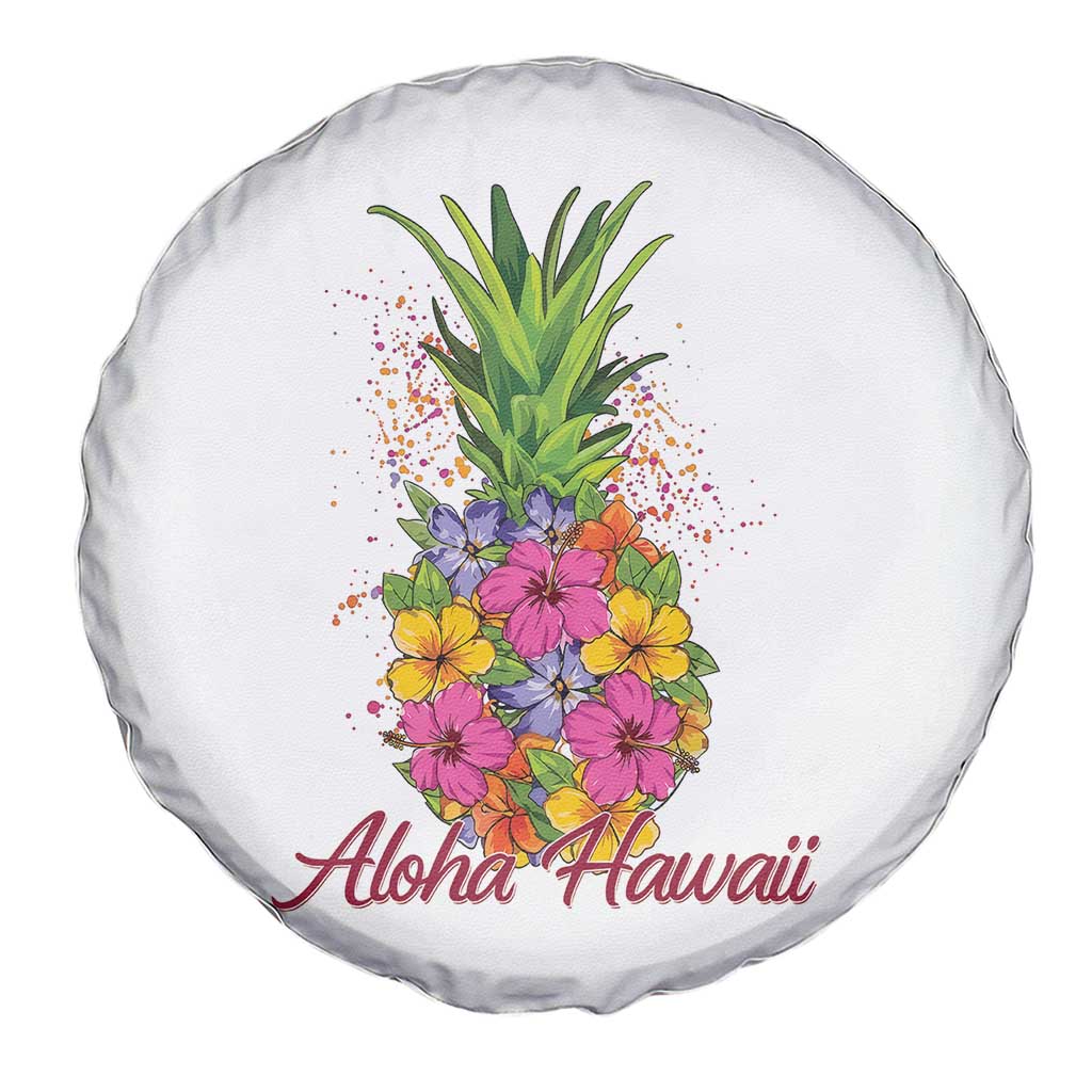 Tropical Floral Pineapple Aloha Hawaii Spare Tire Cover Hawaiian Island Vacation Graphic
