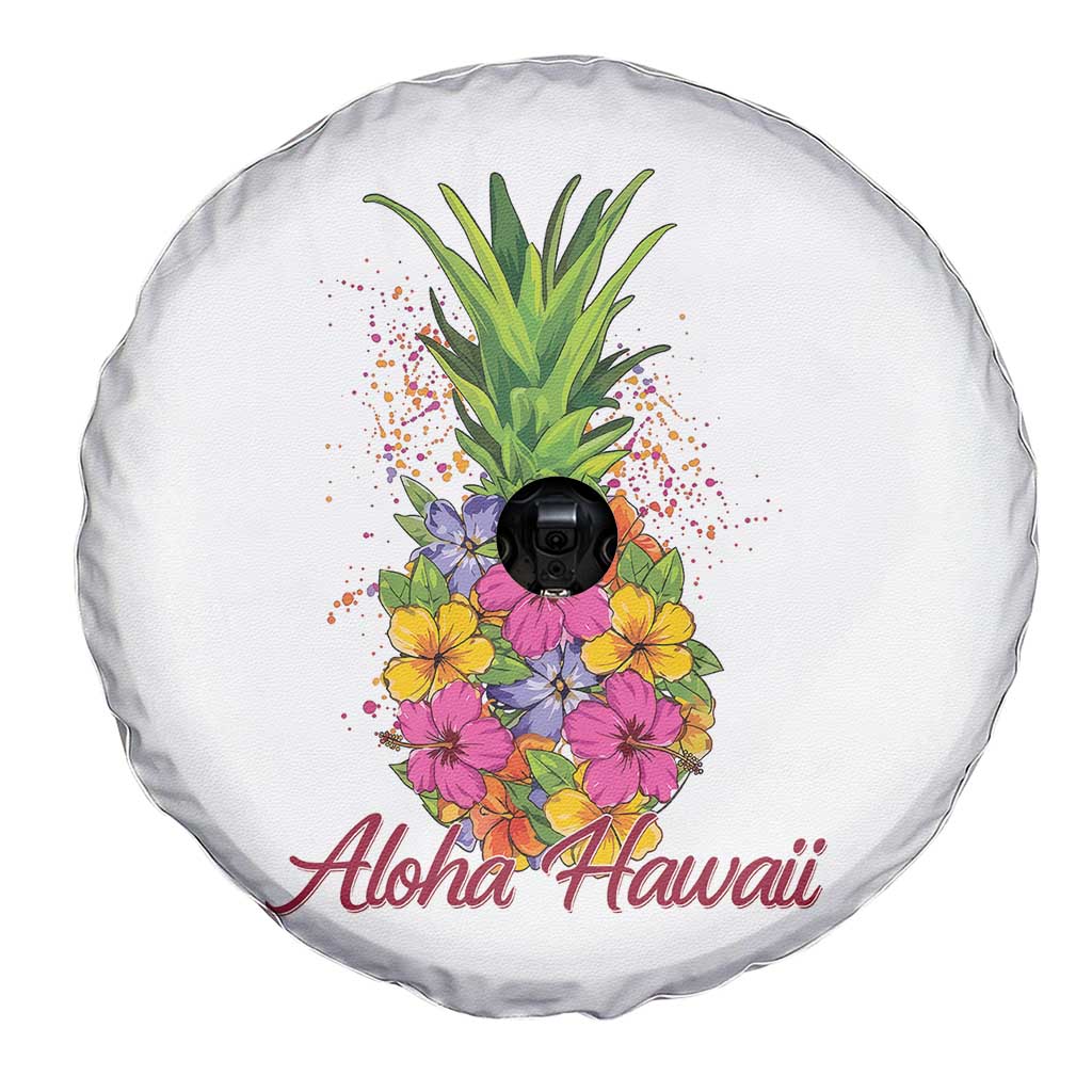 Tropical Floral Pineapple Aloha Hawaii Spare Tire Cover Hawaiian Island Vacation Graphic
