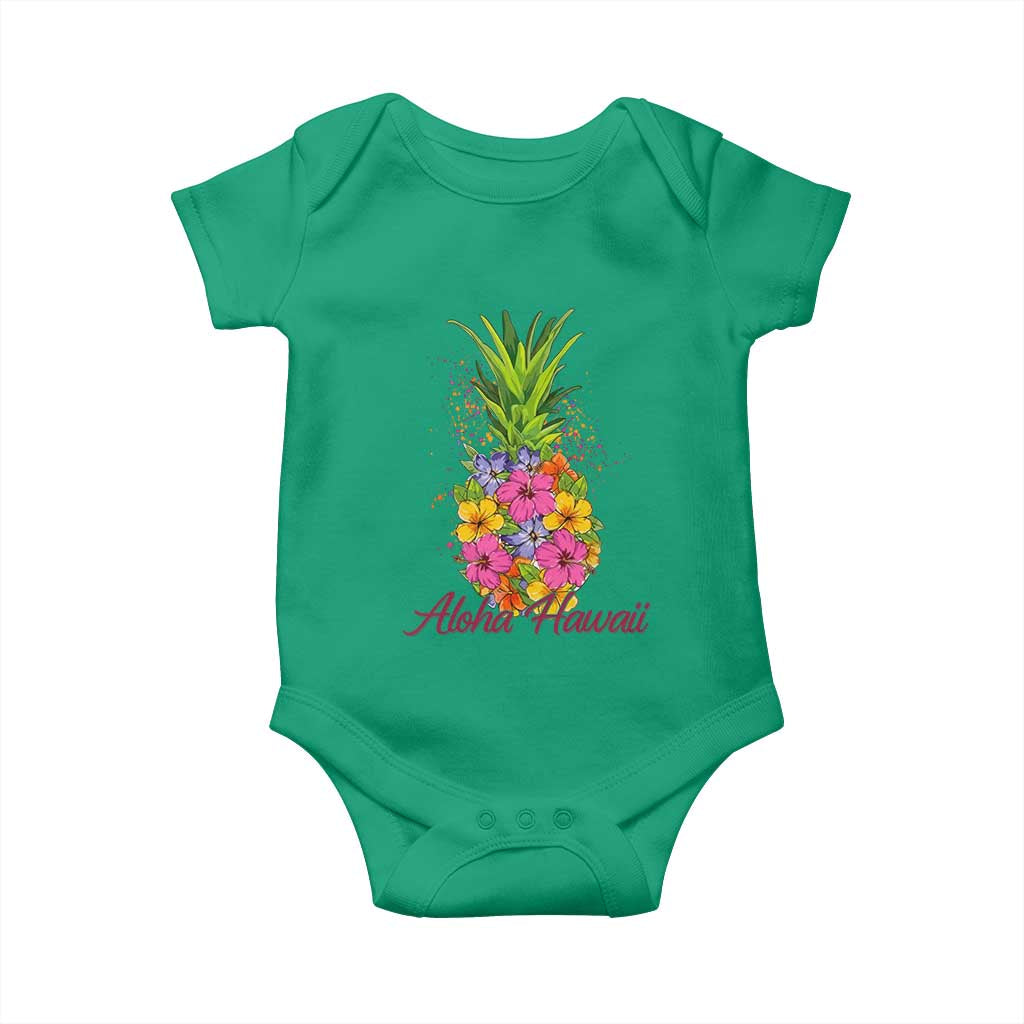 Tropical Floral Pineapple Aloha Hawaii Baby Onesie Hawaiian Island Vacation Graphic