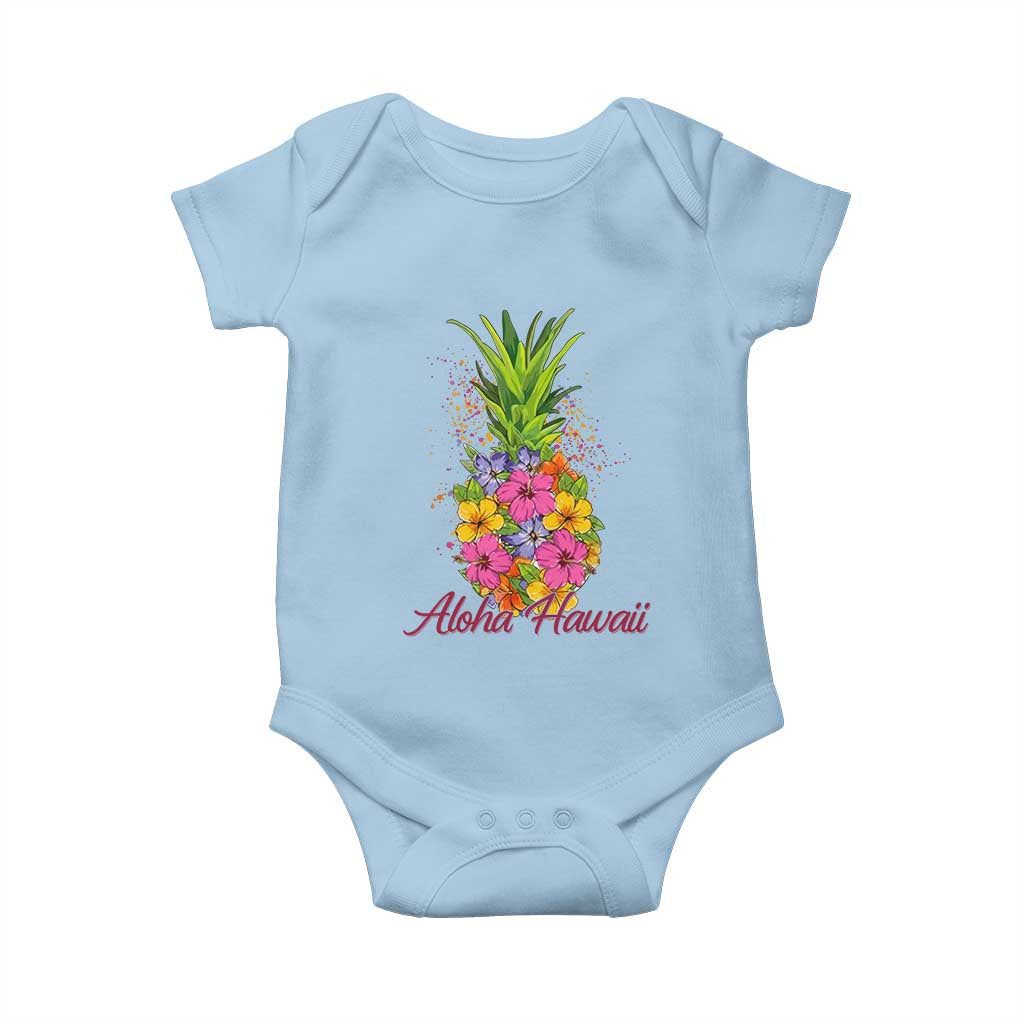 Tropical Floral Pineapple Aloha Hawaii Baby Onesie Hawaiian Island Vacation Graphic