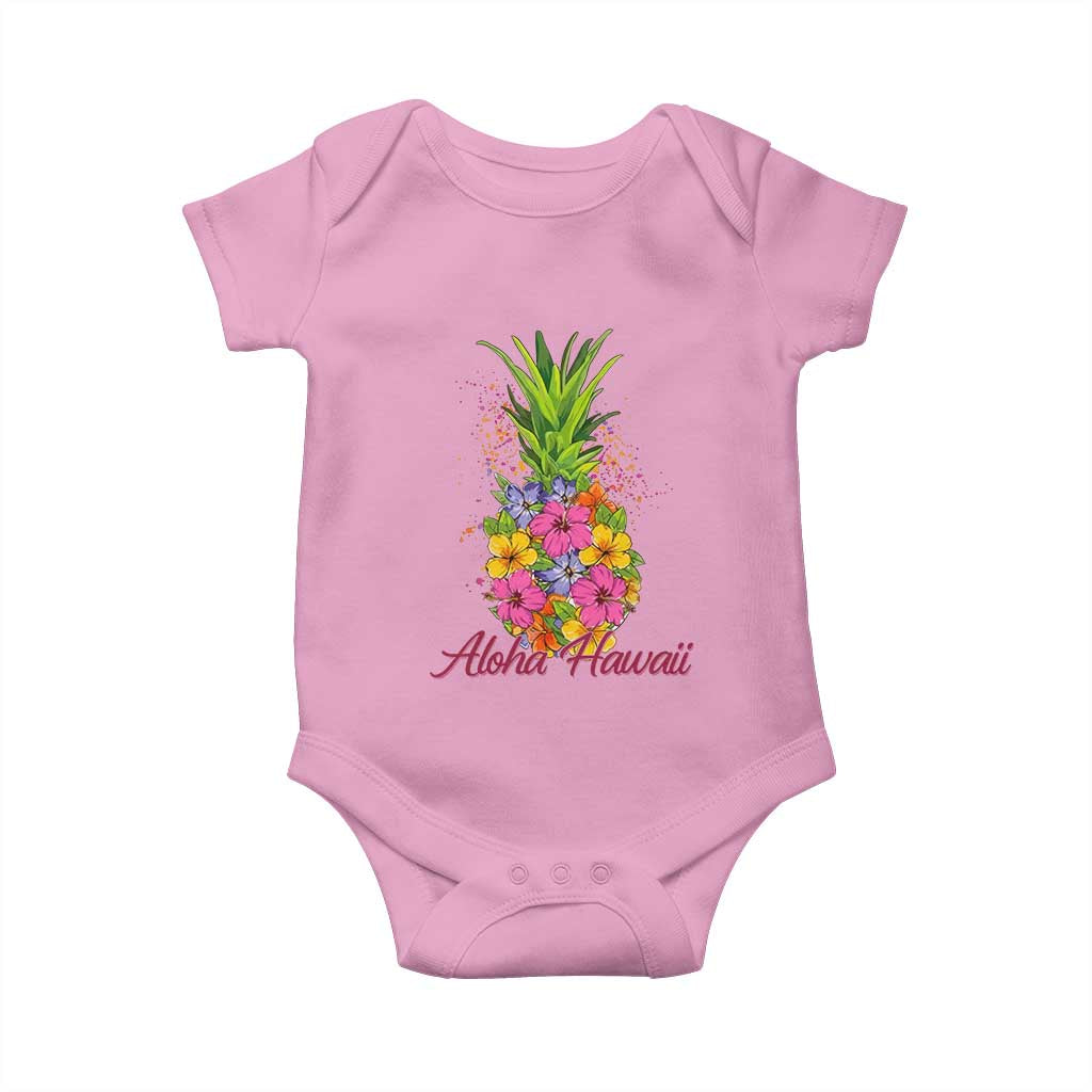 Tropical Floral Pineapple Aloha Hawaii Baby Onesie Hawaiian Island Vacation Graphic