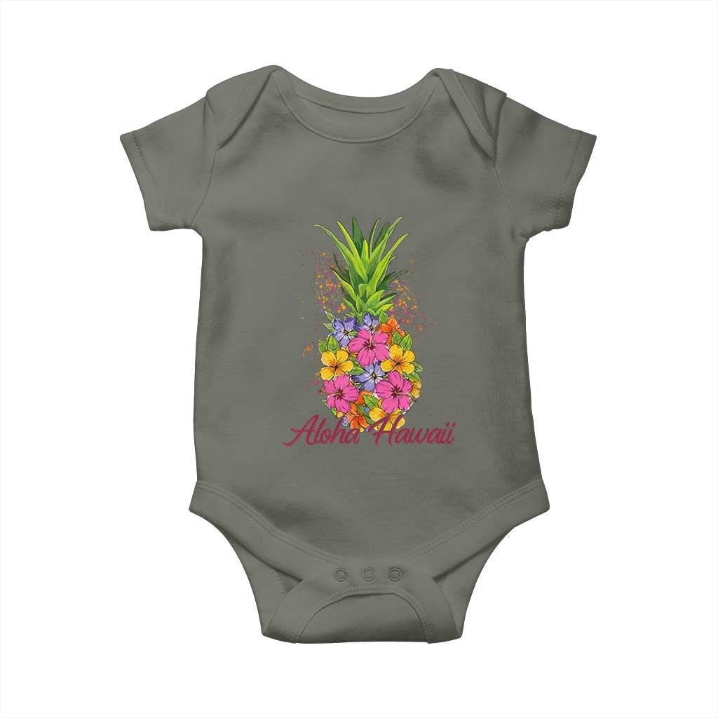 Tropical Floral Pineapple Aloha Hawaii Baby Onesie Hawaiian Island Vacation Graphic