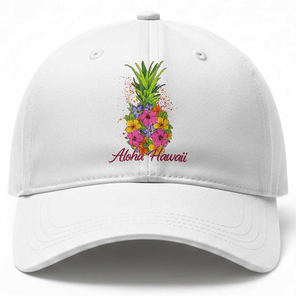 Tropical Floral Pineapple Aloha Hawaii Baseball Cap Hawaiian Island Vacation Graphic