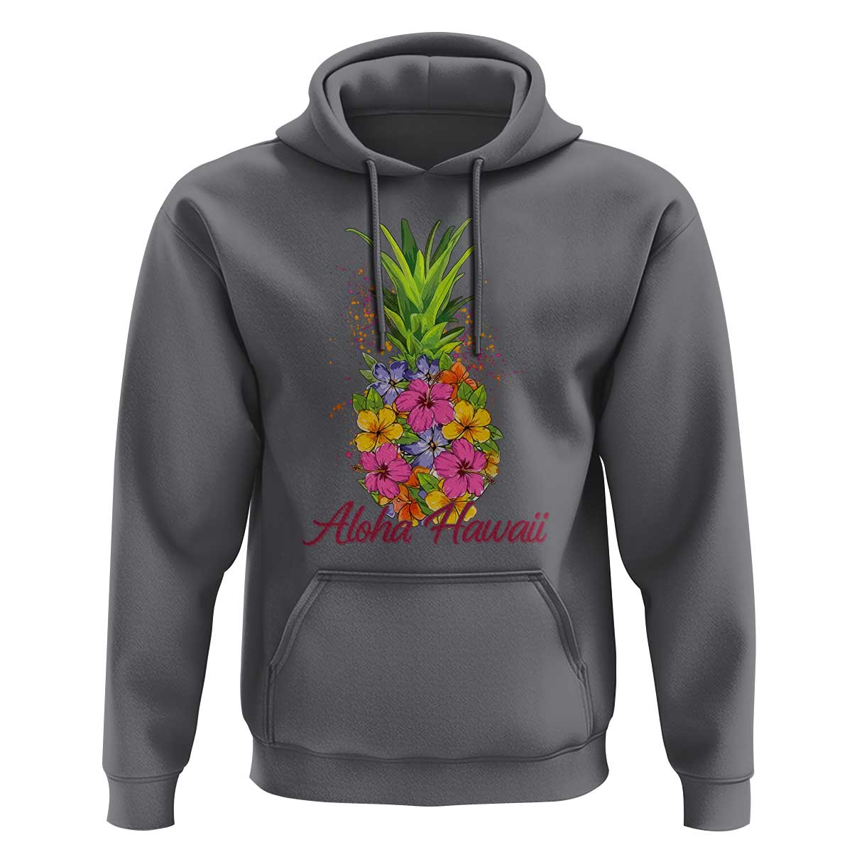 Tropical Floral Pineapple Aloha Hawaii Hoodie Hawaiian Island Vacation Graphic