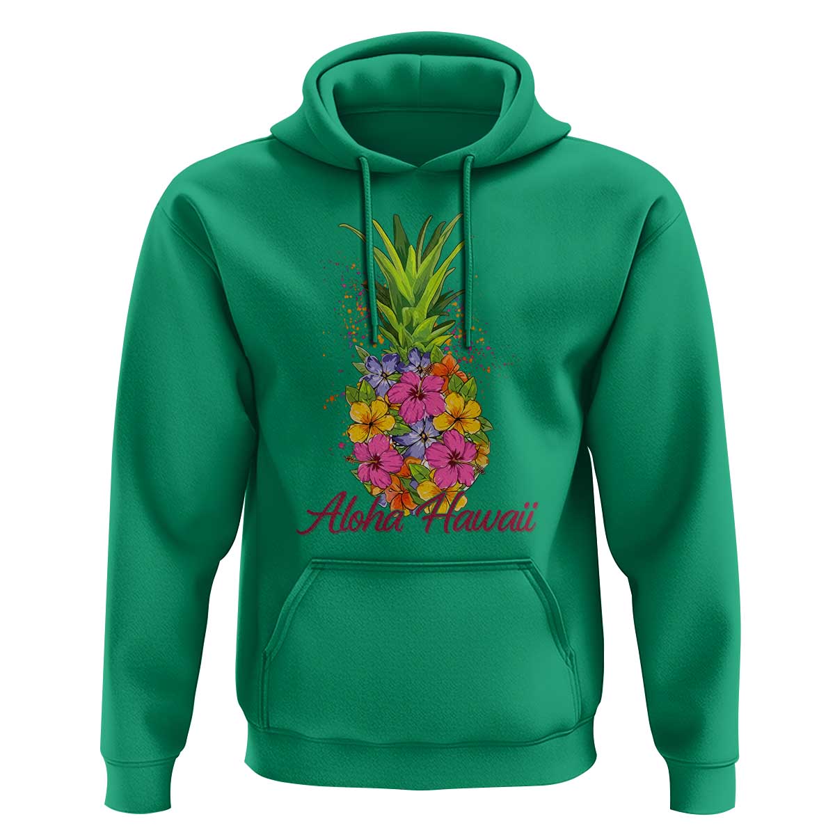 Tropical Floral Pineapple Aloha Hawaii Hoodie Hawaiian Island Vacation Graphic