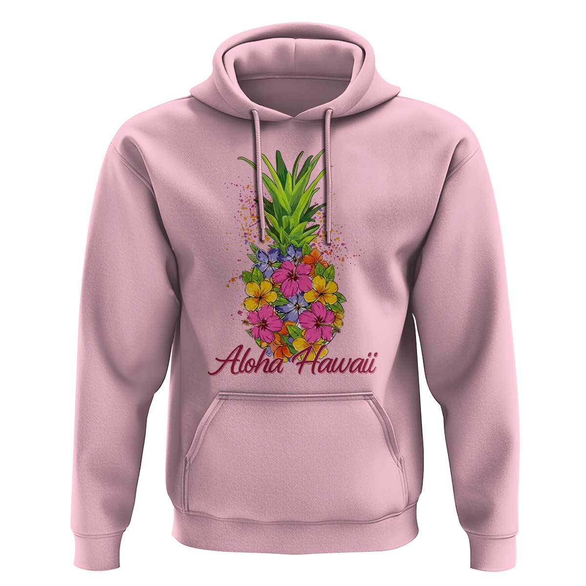 Tropical Floral Pineapple Aloha Hawaii Hoodie Hawaiian Island Vacation Graphic