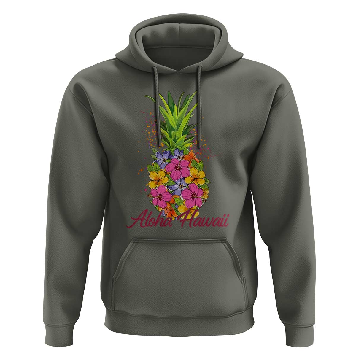 Tropical Floral Pineapple Aloha Hawaii Hoodie Hawaiian Island Vacation Graphic