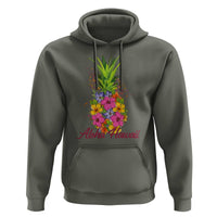 Tropical Floral Pineapple Aloha Hawaii Hoodie Hawaiian Island Vacation Graphic
