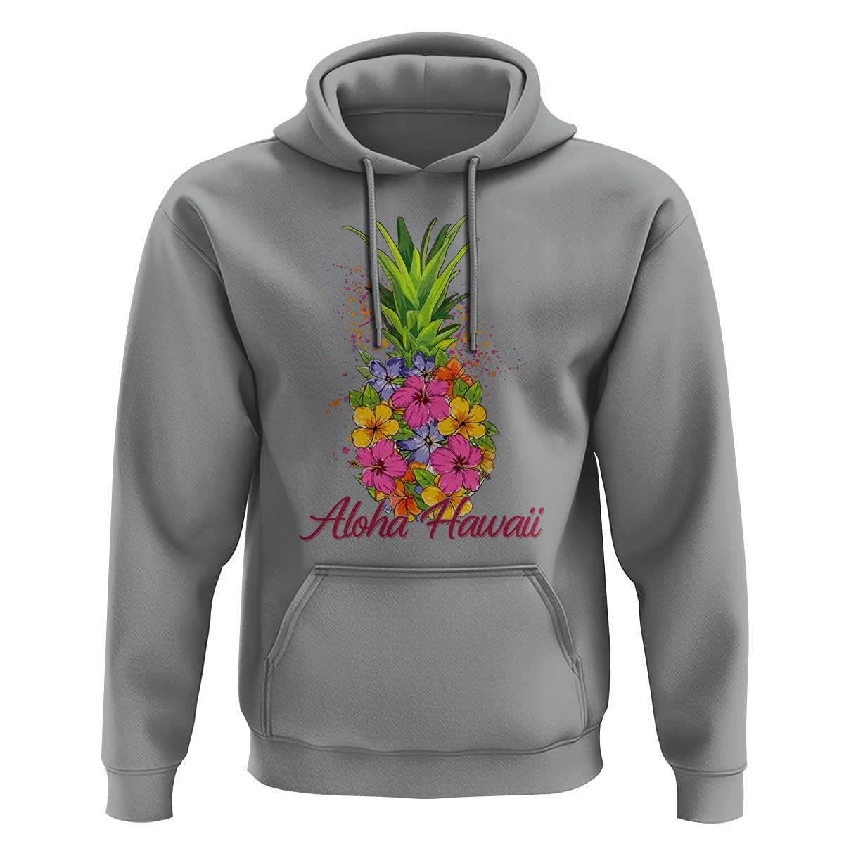 Tropical Floral Pineapple Aloha Hawaii Hoodie Hawaiian Island Vacation Graphic