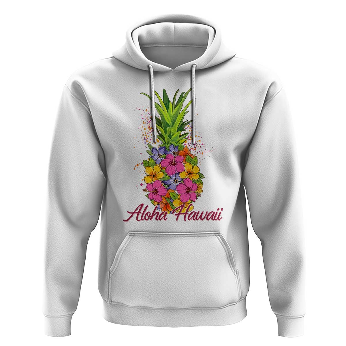 Tropical Floral Pineapple Aloha Hawaii Hoodie Hawaiian Island Vacation Graphic