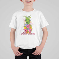 Tropical Floral Pineapple Aloha Hawaii T Shirt For Kid Hawaiian Island Vacation Graphic