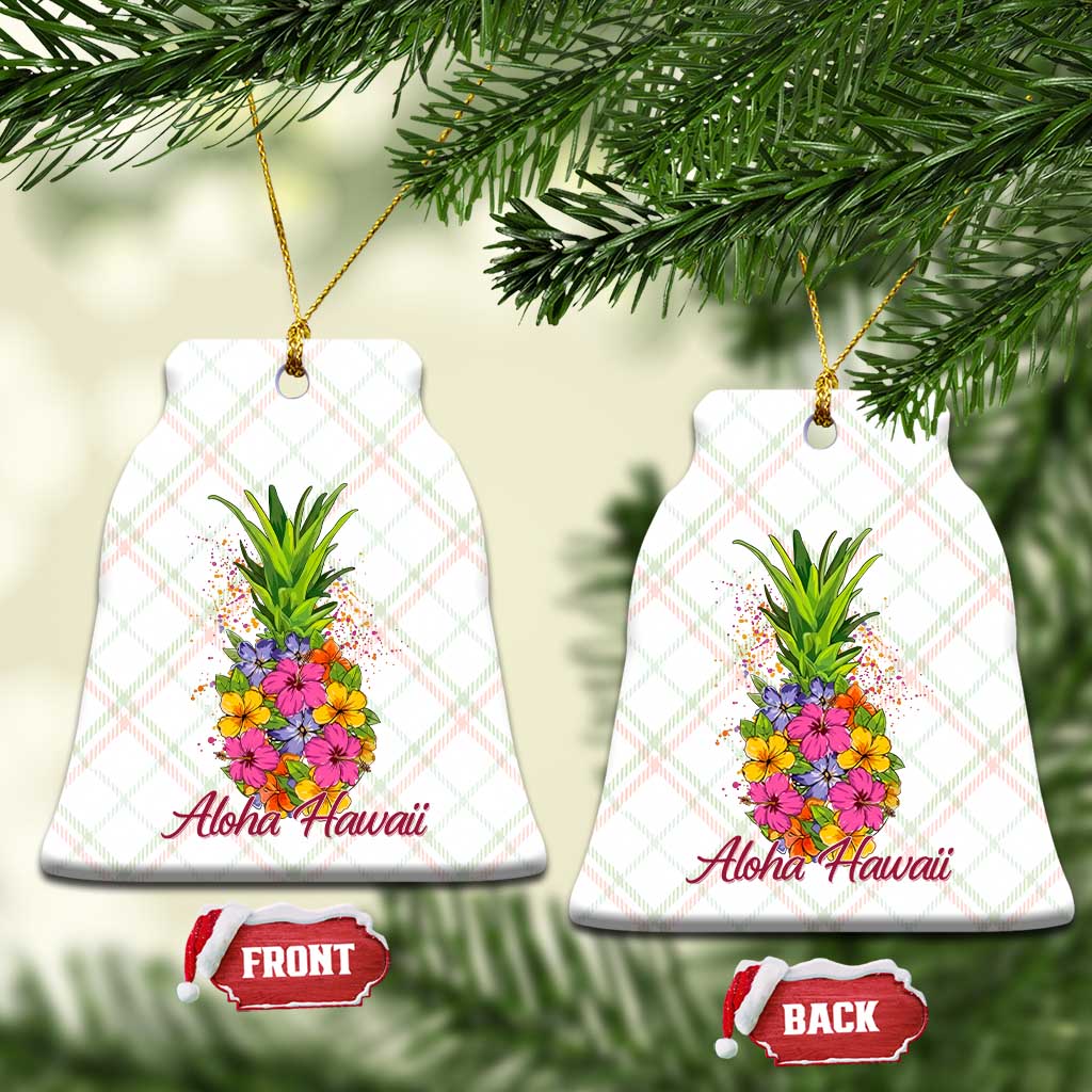 Tropical Floral Pineapple Aloha Hawaii Ceramic Ornament Hawaiian Island Vacation Graphic
