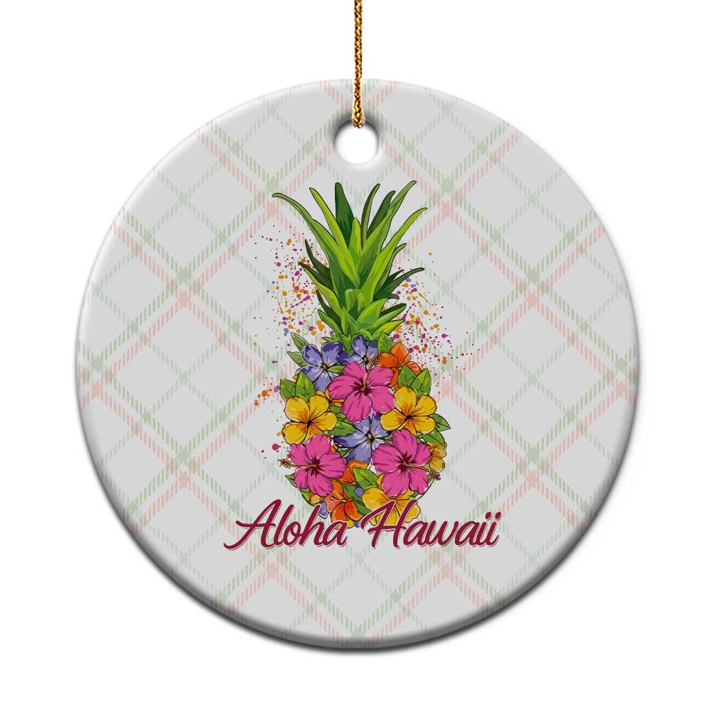 Tropical Floral Pineapple Aloha Hawaii Ceramic Ornament Hawaiian Island Vacation Graphic