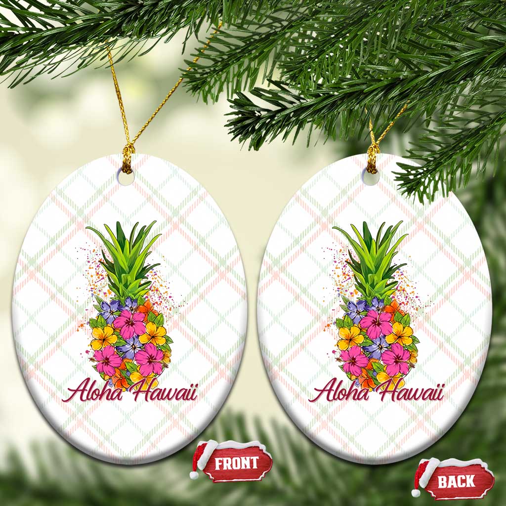 Tropical Floral Pineapple Aloha Hawaii Ceramic Ornament Hawaiian Island Vacation Graphic