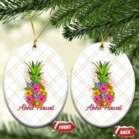 Tropical Floral Pineapple Aloha Hawaii Ceramic Ornament Hawaiian Island Vacation Graphic