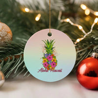 Tropical Floral Pineapple Aloha Hawaii Ceramic Ornament Hawaiian Island Vacation Graphic