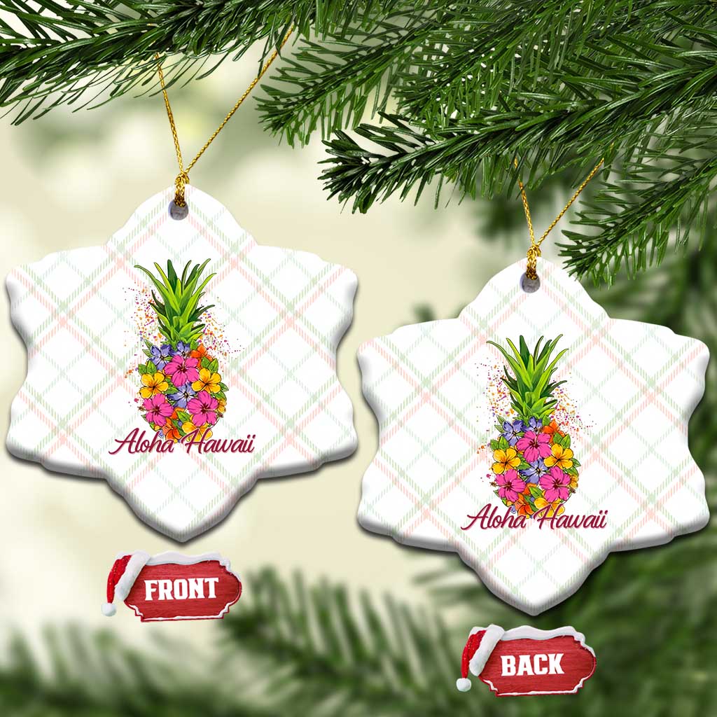 Tropical Floral Pineapple Aloha Hawaii Ceramic Ornament Hawaiian Island Vacation Graphic