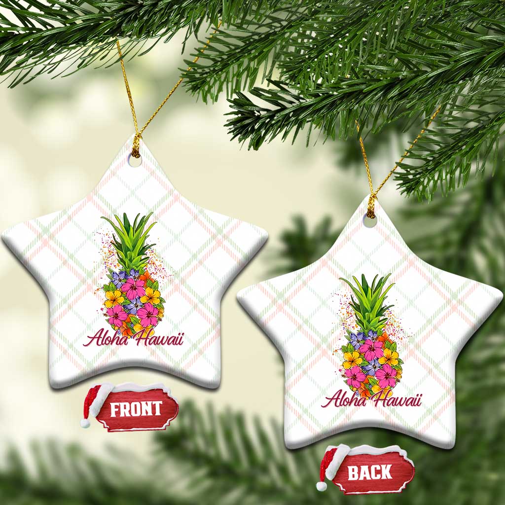 Tropical Floral Pineapple Aloha Hawaii Ceramic Ornament Hawaiian Island Vacation Graphic