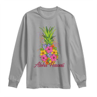 Tropical Floral Pineapple Aloha Hawaii Long Sleeve Shirt Hawaiian Island Vacation Graphic