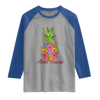 Tropical Floral Pineapple Aloha Hawaii Raglan Shirt Hawaiian Island Vacation Graphic