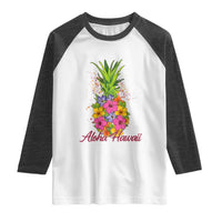 Tropical Floral Pineapple Aloha Hawaii Raglan Shirt Hawaiian Island Vacation Graphic