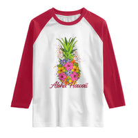 Tropical Floral Pineapple Aloha Hawaii Raglan Shirt Hawaiian Island Vacation Graphic