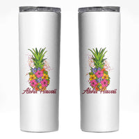 Tropical Floral Pineapple Aloha Hawaii Skinny Tumbler Hawaiian Island Vacation Graphic