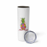 Tropical Floral Pineapple Aloha Hawaii Skinny Tumbler Hawaiian Island Vacation Graphic