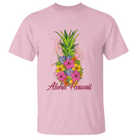 Tropical Floral Pineapple Aloha Hawaii T Shirt Hawaiian Island Vacation Graphic