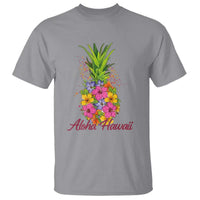 Tropical Floral Pineapple Aloha Hawaii T Shirt Hawaiian Island Vacation Graphic