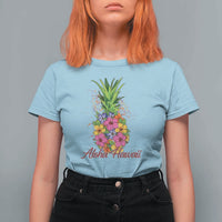 Tropical Floral Pineapple Aloha Hawaii T Shirt For Women Hawaiian Island Vacation Graphic