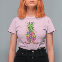 Tropical Floral Pineapple Aloha Hawaii T Shirt For Women Hawaiian Island Vacation Graphic