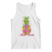 Tropical Floral Pineapple Aloha Hawaii Tank Top Hawaiian Island Vacation Graphic