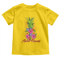 Tropical Floral Pineapple Aloha Hawaii Toddler T Shirt Hawaiian Island Vacation Graphic