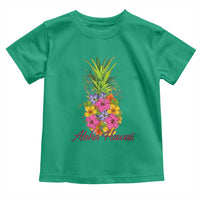 Tropical Floral Pineapple Aloha Hawaii Toddler T Shirt Hawaiian Island Vacation Graphic
