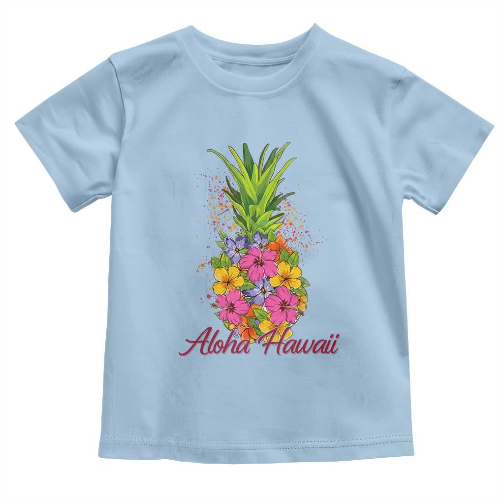 Tropical Floral Pineapple Aloha Hawaii Toddler T Shirt Hawaiian Island Vacation Graphic