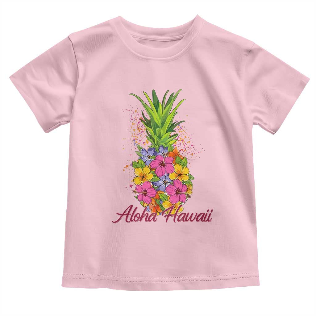 Tropical Floral Pineapple Aloha Hawaii Toddler T Shirt Hawaiian Island Vacation Graphic