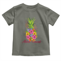 Tropical Floral Pineapple Aloha Hawaii Toddler T Shirt Hawaiian Island Vacation Graphic
