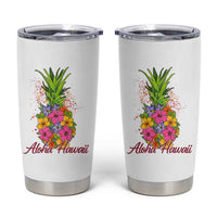 Tropical Floral Pineapple Aloha Hawaii Tumbler Cup Hawaiian Island Vacation Graphic