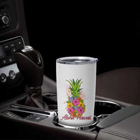 Tropical Floral Pineapple Aloha Hawaii Tumbler Cup Hawaiian Island Vacation Graphic