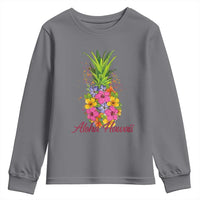 Tropical Floral Pineapple Aloha Hawaii Youth Sweatshirt Hawaiian Island Vacation Graphic