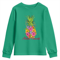 Tropical Floral Pineapple Aloha Hawaii Youth Sweatshirt Hawaiian Island Vacation Graphic