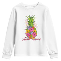 Tropical Floral Pineapple Aloha Hawaii Youth Sweatshirt Hawaiian Island Vacation Graphic