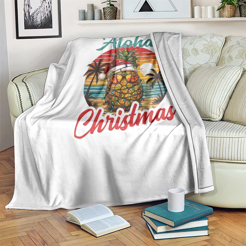 Aloha Tropical Pineapple Christmas Throw Blanket Vintage Beach Xmas Gift