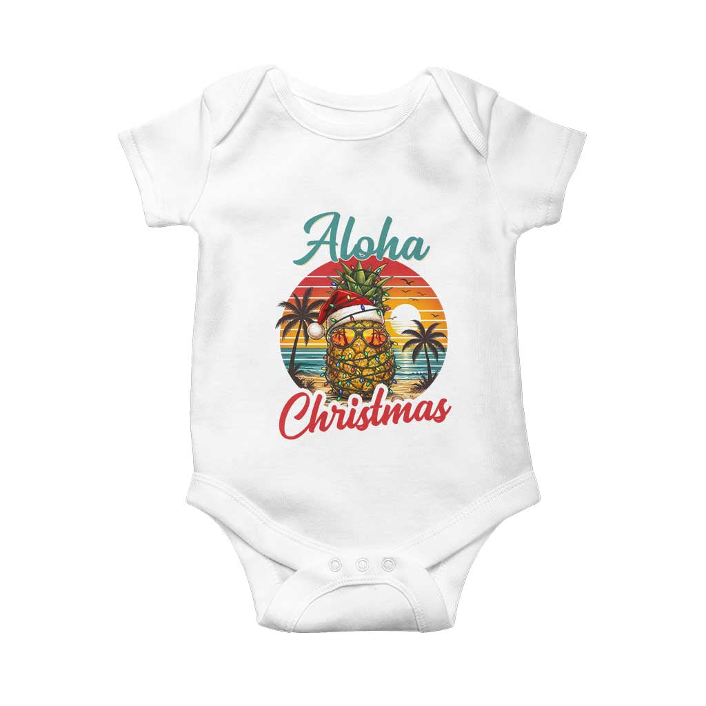 Aloha Tropical Pineapple Christmas Baby Onesie Vintage Beach Xmas Gift
